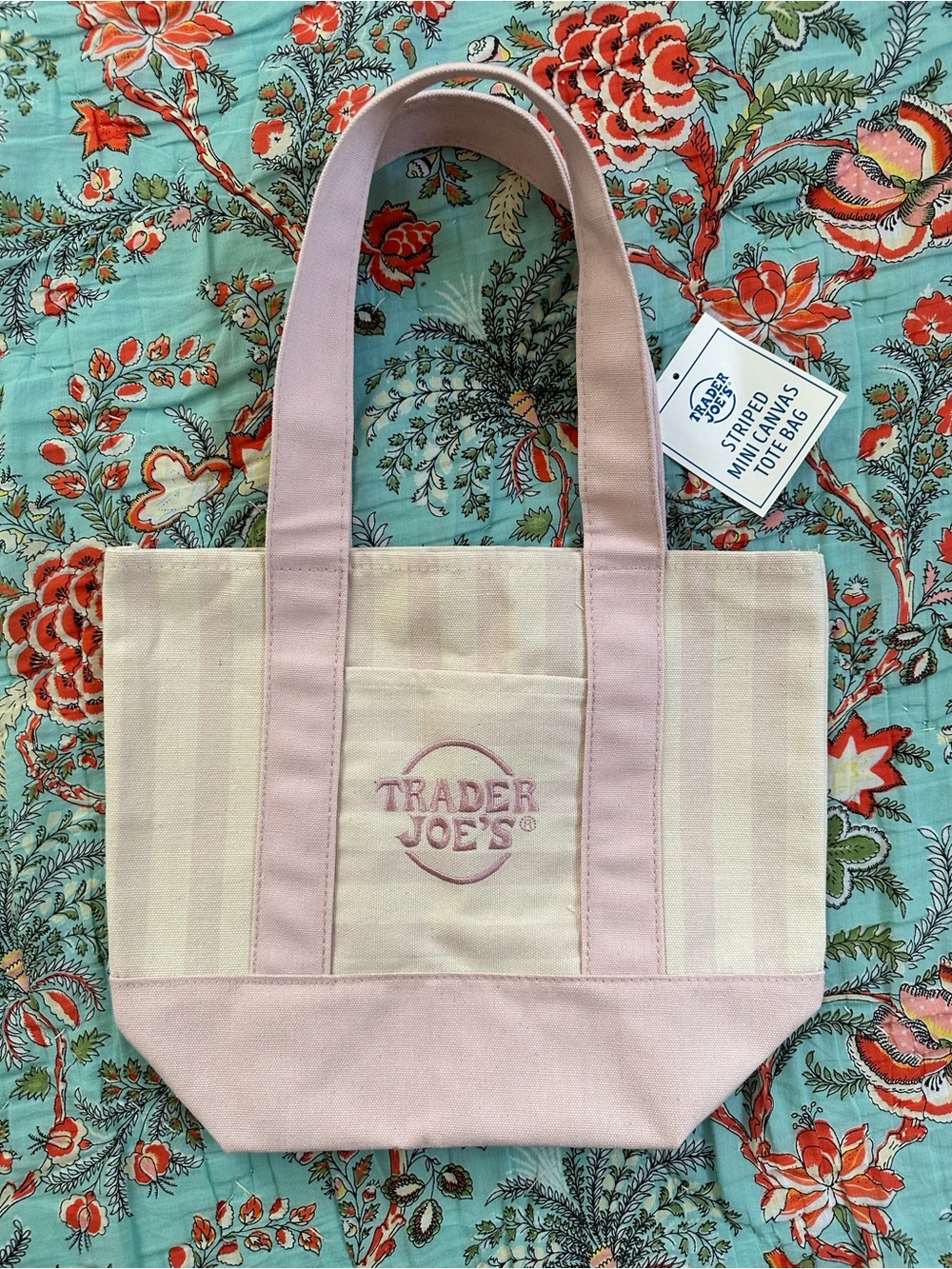 Trader Joe's Pink Stripe Mini Tote Bag